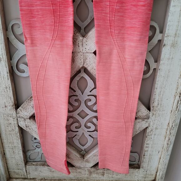 Yelete Women's Stretchy High Fold Over Waist Leggings Coral Ombre Size Small - Picture 6 of 8